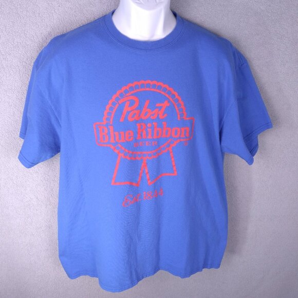 Pabst Blue Ribbon Beer T-Shirt XL Blue Ribbon Est. 1844 Vintage-Style Tee Mens - Picture 1 of 10